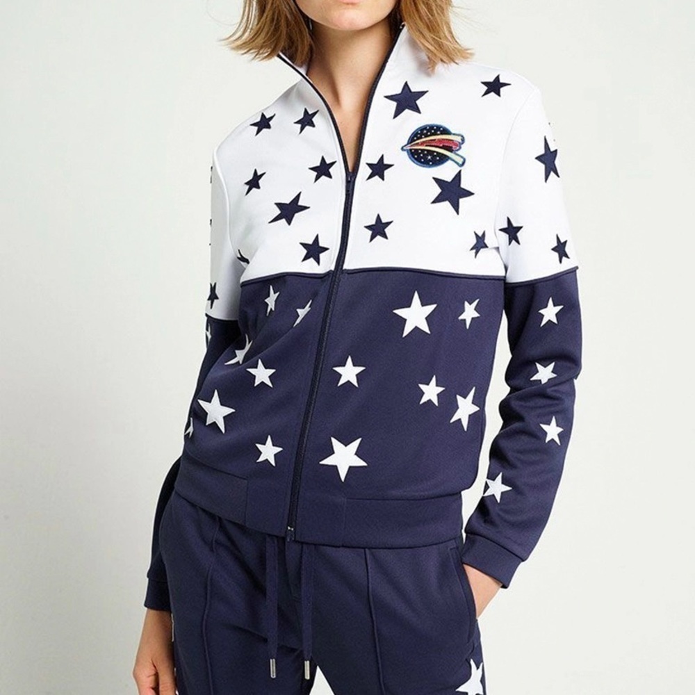 Zoe Karssen zip through high neck sweat stars all over NWT